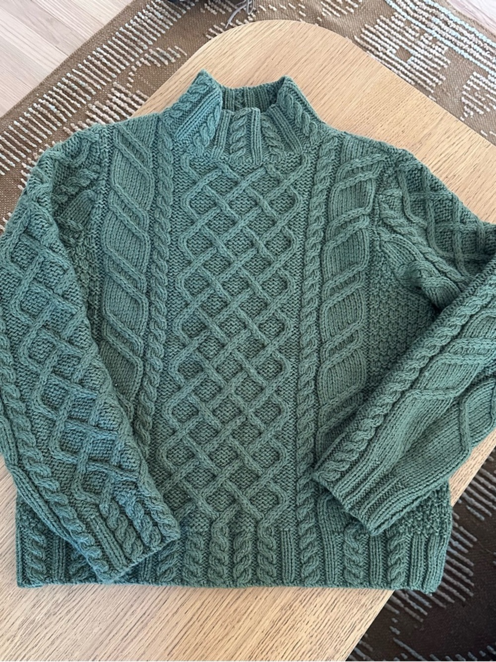 Paul James Wool Cable Knit Sweater - Olive Green